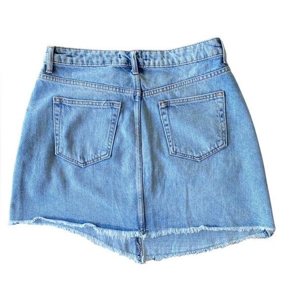 Zara 100% Cotton basic denim z1975 embroidered mini skirt high low size M - Picture 6 of 6
